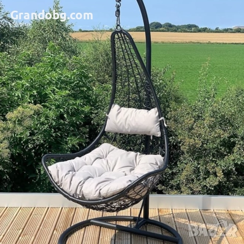 Елегантен Висящ Ратанов стол - Градинска Водоустойчива Люлка Style, снимка 2 - Други - 52252978