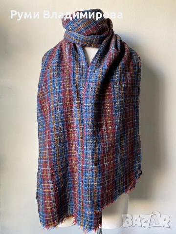 Кариран, италиански, мъжки шал от 100 % вълна, снимка 4 - Шалове - 52788406