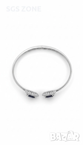 Стилна гривна от стерлингово сребро 925 със сапфир, снимка 3 - Гривни - 52792643