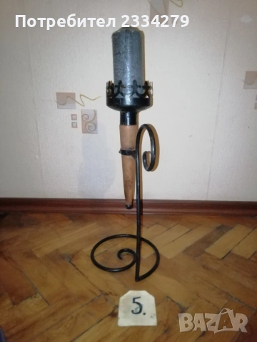 Стари прибори за камина, свещници, делви с поставки, всичко ковано желязо. , снимка 12 - Декорация за дома - 53480882