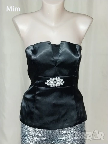 b.p.c. 40 Черен сатенен корсет с камъни