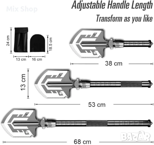 Нова Лопата за къмпинг и туризъм, многофункционална, сгъваема, подвижна, снимка 3 - Други стоки за дома - 54066022