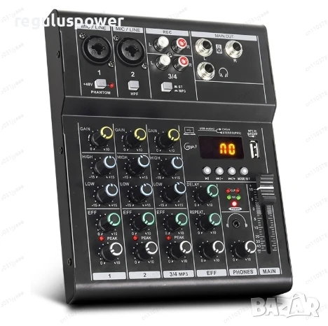 Смесителен пулт 4 канален RP-F4 A, Bluetooth,USB Player, DJ Mixer, EQ 2 Band , снимка 2 - Аудиосистеми - 51151586