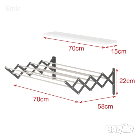 Сгъваем ПРОСТОР за дрехи, снимка 4 - Сушилници - 53636220