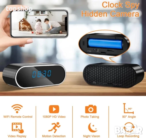 НОВА, ТЕСТВАНА WiFi шпионска камера в часовник, 1080P с нощно виждане и откриване на движение, снимка 3 - Аналогови камери - 50502361