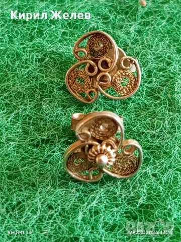 Винтидж сребърни обеци филигранна изработка с гранулация 51775