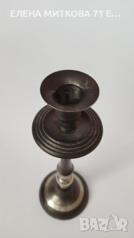 Двойка старинни свещници от метал, снимка 4 - Други ценни предмети - 54019783