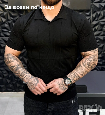 Dolce&Gabbana Мъжка Черна Тениска С Яка👕Мъжка Блуза С Къс Ръкав В Черен Цвят Код Premium F.4