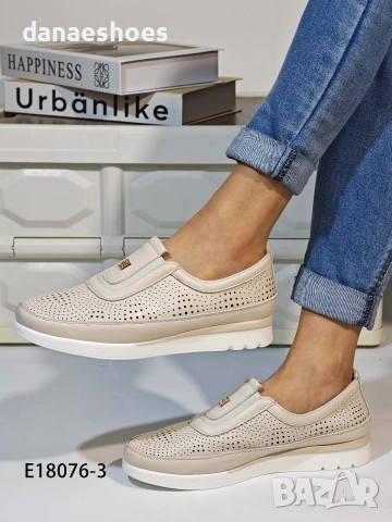 Дамски обувки без връзки от естествена кожа с перфорация , снимка 3 - Дамски ежедневни обувки - 53925963