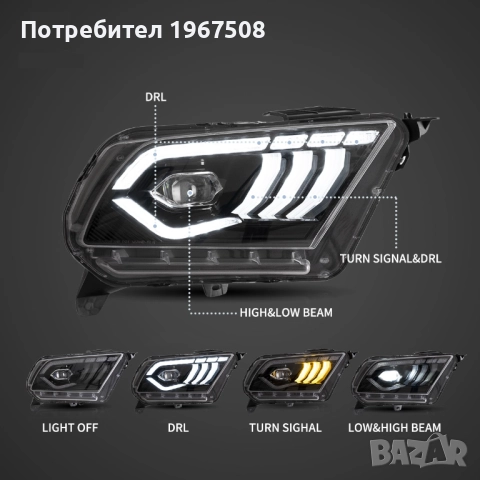 Комплект Full LED фарове за Форд Мустанг 2010 - 2014 USA Mustang, снимка 2 - Части - 51987886