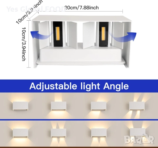 FUPE 25W външен LED аплик IP65 регулируем ъгъл 4000K бял, снимка 2 - Лед осветление - 51987513