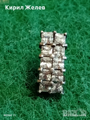 Сребърна обеца с юврлирно фасетирани кристали майстоска изработка 53688, снимка 5 - Обеци - 53410842