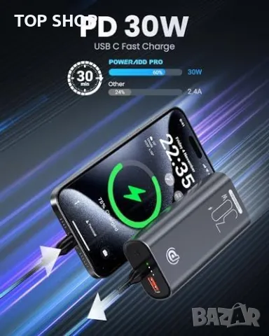 Нов Компактен 30W Power Bank батерия 10000mAh за Смартфони и Таблети, снимка 5 - Друга електроника - 49639593