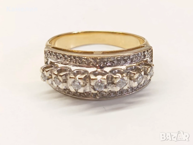 Златен пръстен с брилианти. , снимка 2 - Пръстени - 52776319