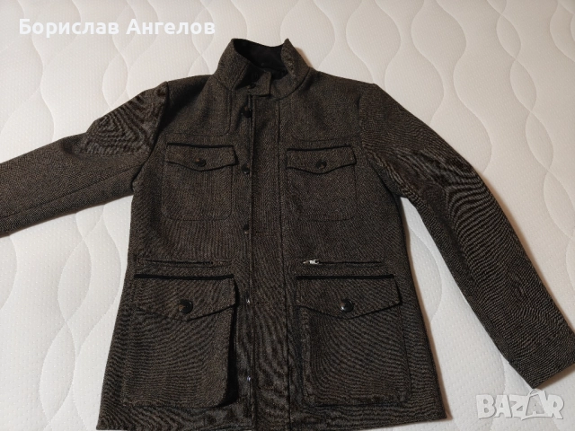H&M - Мъжко палто с цип и копчета - вталено!!! , снимка 4 - Палта - 52188794
