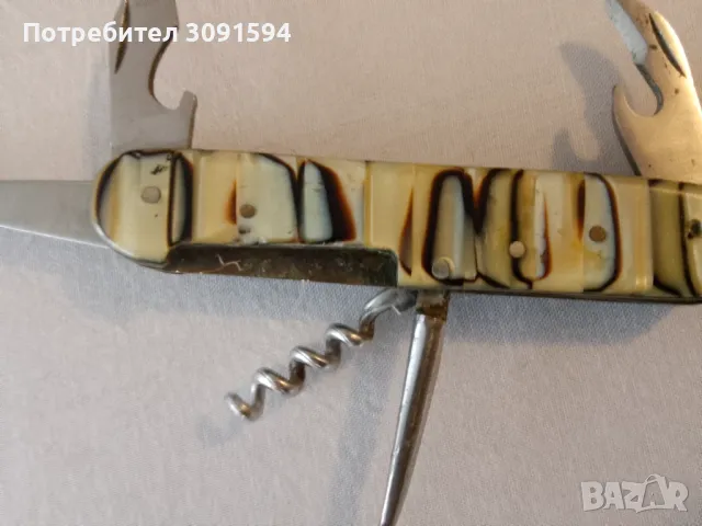 Старо   колекционерско туристическо ножче многоцветен седеф- 9 см във перфектно състояние , снимка 2 - Ножове - 50127150