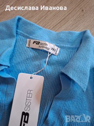 Плетена блуза с къс ръкав XXS размер, снимка 3 - Блузи с дълъг ръкав и пуловери - 51581386