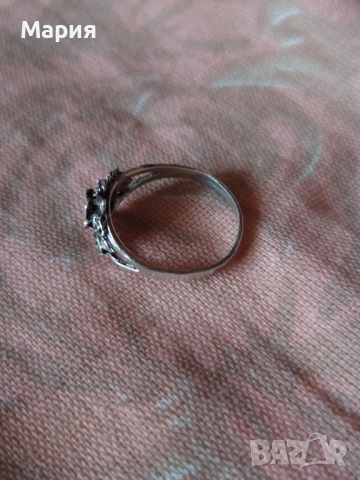 Сребърен пръстен с рози, снимка 4 - Пръстени - 52212364