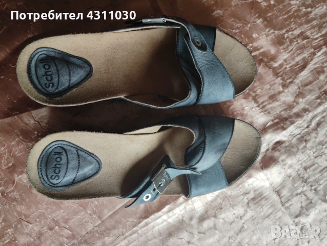 Дамски чехли Scholl естествена кожа 41 номер като ново, сиви, снимка 7 - Чехли - 53166140