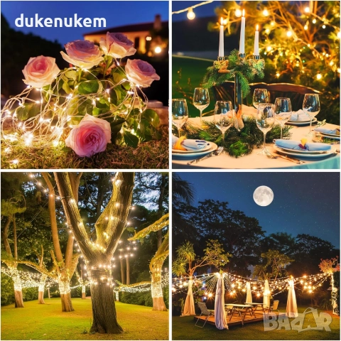 LED соларни гирлянди 200 LED, лампички, 2 бр x 22 м, снимка 6 - Лед осветление - 52572163