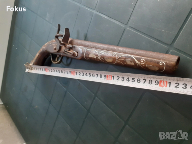 Стар кремъчен пищов с набивки и интарзии от седеф - реплика, снимка 7 - Антикварни и старинни предмети - 53326825