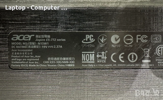 Лаптоп ACER Aspire E17 E5-772-305Z, снимка 11 - Лаптопи за работа - 50703734