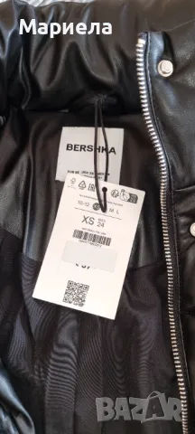  Пухено яке от еко кожа- BERSHKA, снимка 3 - Якета - 48083185