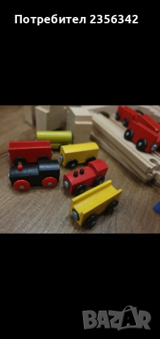 Дървено влакче с вагони и релси Икеа, снимка 4 - Влакчета, самолети, хеликоптери - 52680356