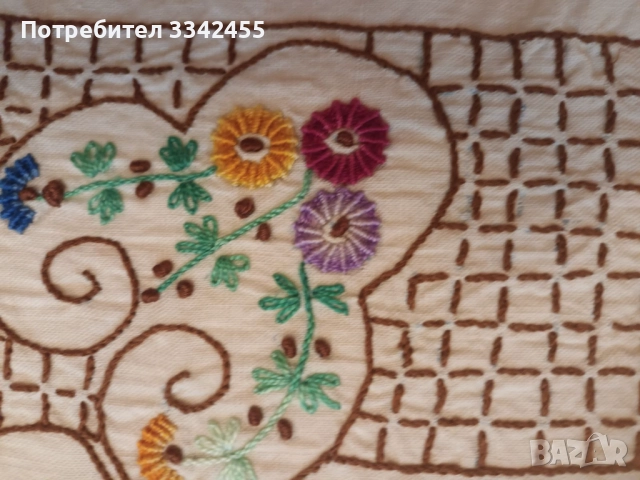 Нова,голяма покривка, шита с дребен бод, снимка 4 - Други - 52874327