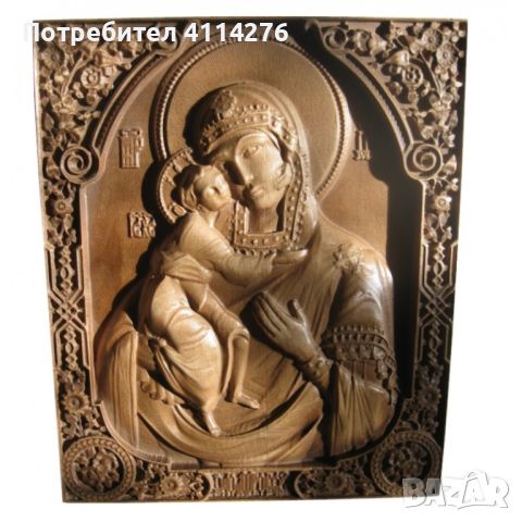 Дърворезба икона "Богородица" , снимка 2 - Икони - 45977481