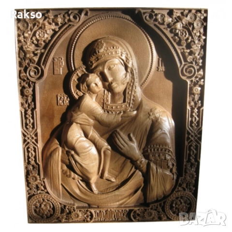 Дърворезба икона "Богорородица", снимка 2 - Икони - 51916189