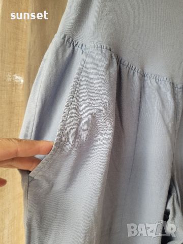 H& M ЛЕНЕН  син панталон,широки крачоли- М размер, снимка 8 - Панталони - 46430670