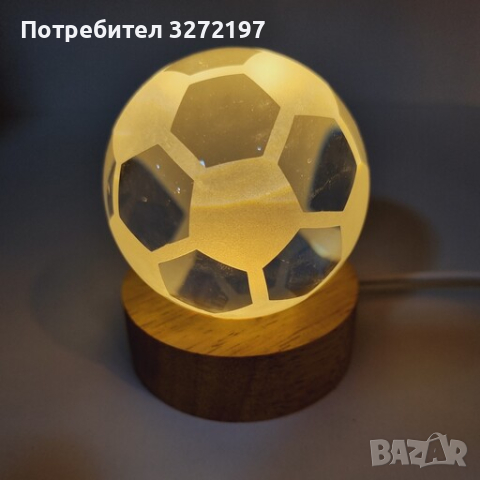 LED Светеща кристална топка/лампа, 3D сензорна - Футболна топка, снимка 2 - Настолни лампи - 45035014