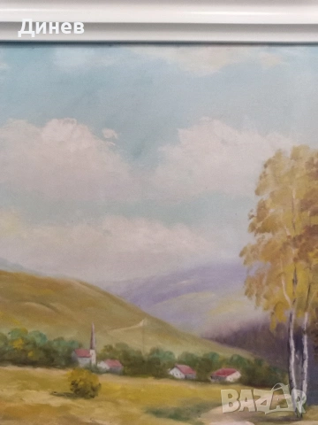 Стара маслена картина "Пейзаж с брези" – 78х59 см | Подписана, снимка 17 - Картини - 53438530