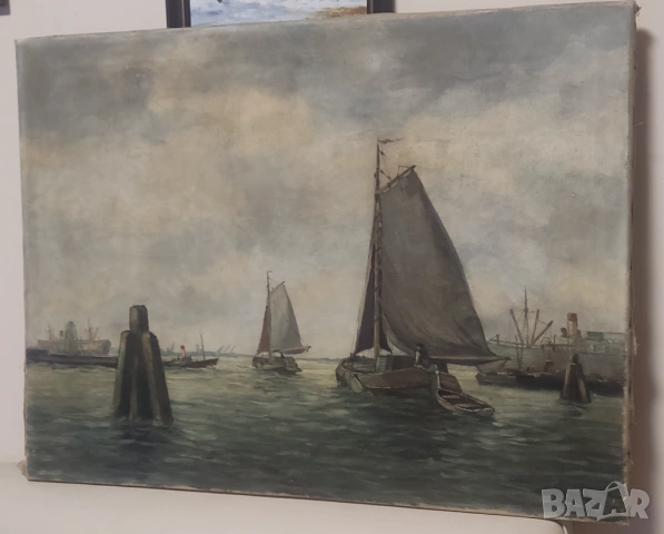 ПРОМО-10%! 4бр. маслени картини в/у платно-натюрморт цветя и морски пейзаж