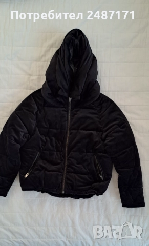 Черно топло дамско кадифено яке с качулка, снимка 6 - Якета - 52795982