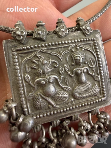 Сребърен индийски амулет / муска / мощохранилница. №8105, снимка 11 - Антикварни и старинни предмети - 54200023