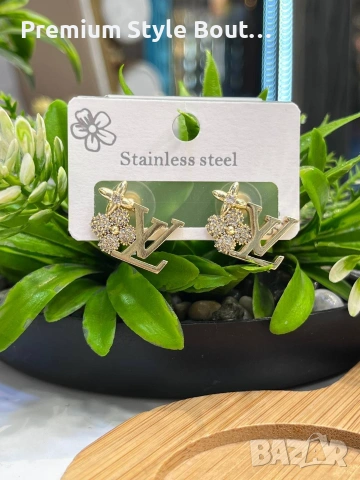 Обеци от висококачествена стомана chanel loewe ysl saint laurent Louis Vuitton , снимка 5 - Обеци - 54017746