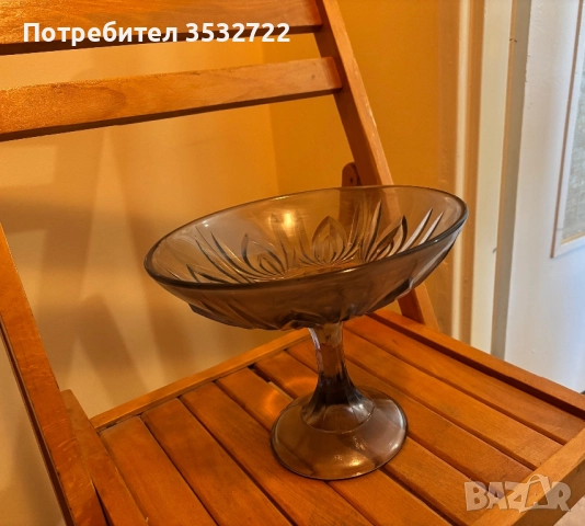Стъклена фруктиера, снимка 3 - Антикварни и старинни предмети - 51466088