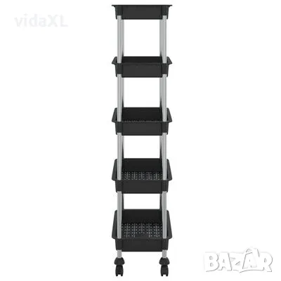 vidaXL Кухненска количка на 5 нива, черна, 42x29x128 см, желязо и ABS（SKU:336331）, снимка 4 - Други - 49593728