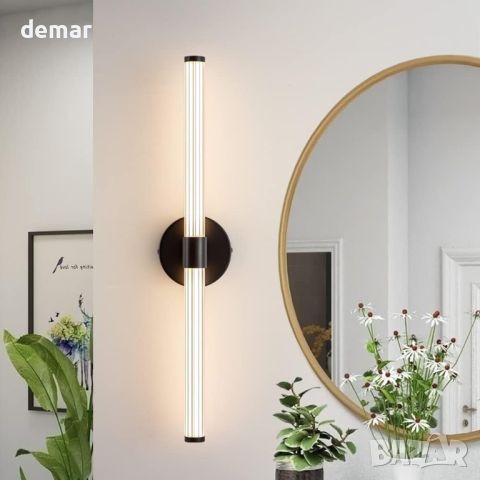 EIDEARAY LED стенна лампа линейна черна, 20W модерен аплик в скандинавски стил, неутрална светлина , снимка 1 - Лампи за стена - 46460190
