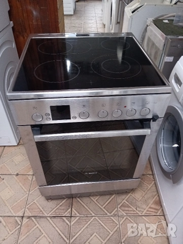 Иноксова свободно стояща печка с керамичен плот Бош Bosch Made in Germany 2 години Гаранция!