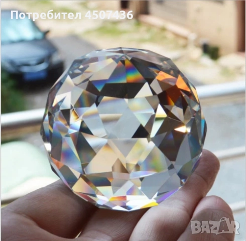 OwnMy 80 мм прозрачна кристална топка с фасетирана Дъга Призма,ловец на слънце, снимка 3 - Декорация за дома - 52858568
