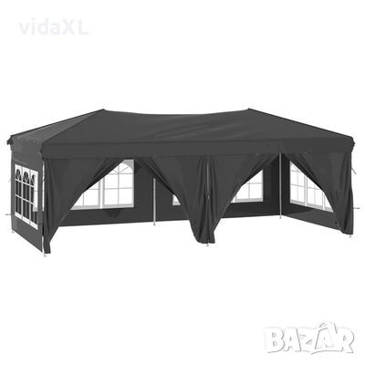 vidaXL Сгъваема парти шатра със странични стени антрацит 3x6 м（SKU:93544, снимка 1 - Градински мебели, декорация  - 45373082