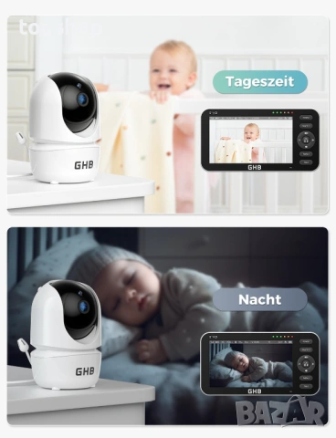 Видео бебефон GHB SM50B – 5" HD Екран, 350° Ротация и 4000mAh Батерия  , снимка 3 - Бебефони - 53575738