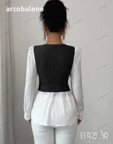 Елегантна дамска риза с дълъг ръкав с пачуърк, 3цвята , снимка 7 - Ризи - 51465012