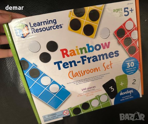 Ресурси за обучение Rainbow Ten-Frames Classroom Set,възраст 5+ години, снимка 8 - Образователни игри - 45623914