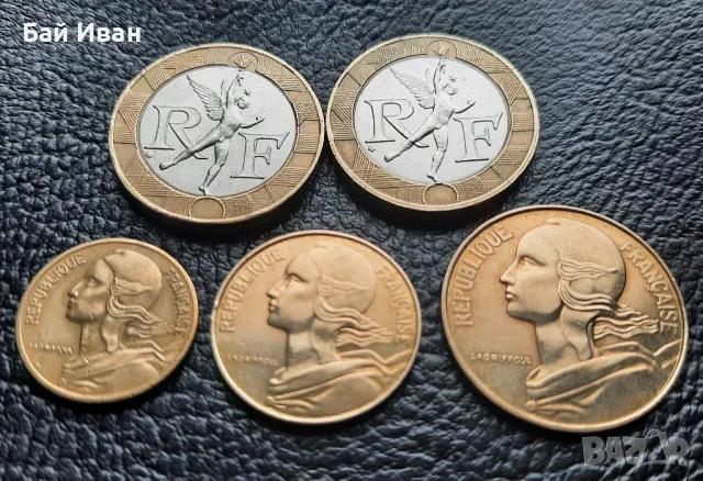 Лот монети 5 , 10 и 20 сантима и 10 франка би метал- Франция /3/ чудесни !, снимка 5 - Нумизматика и бонистика - 49646400