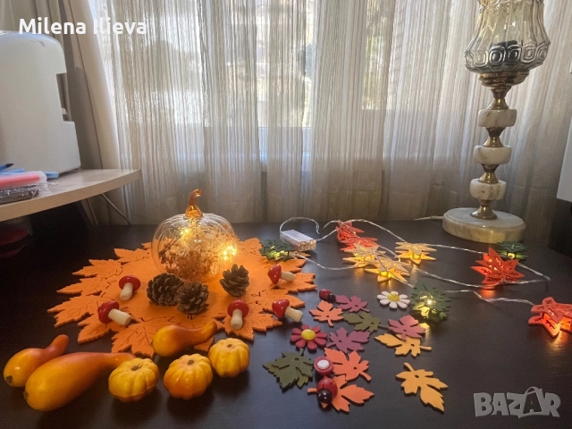 🎃 Есенна украса – пълен комплект с лампички и декорации 🍂, снимка 5 - Декорация за дома - 52104795