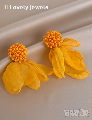 Невероятно нежни жълти обици , снимка 2 - Обеци - 50277748